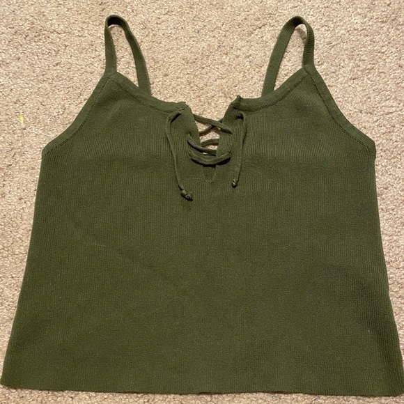 Olive Green Crop Top - Picture 1 of 2